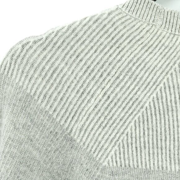Vince Colorblock/Gradient Cream/Gray Ribbed Crew Sweater S Split Sides - Picture 10 of 14